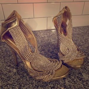 Rhinestone Gold heels